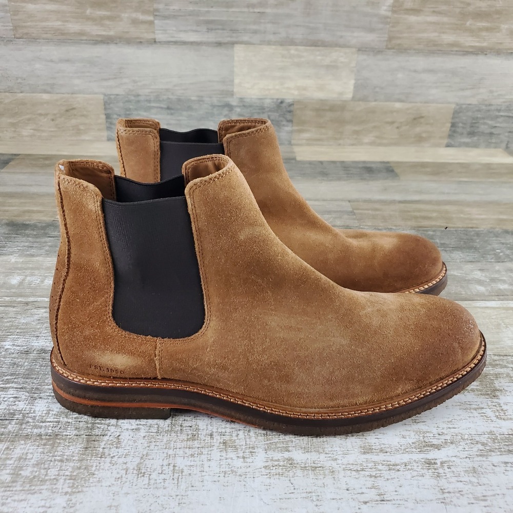 Johnston & Murphy Calder Mens Chelsea Boots Sz 11 M Snuff Waxed Suede Pull On